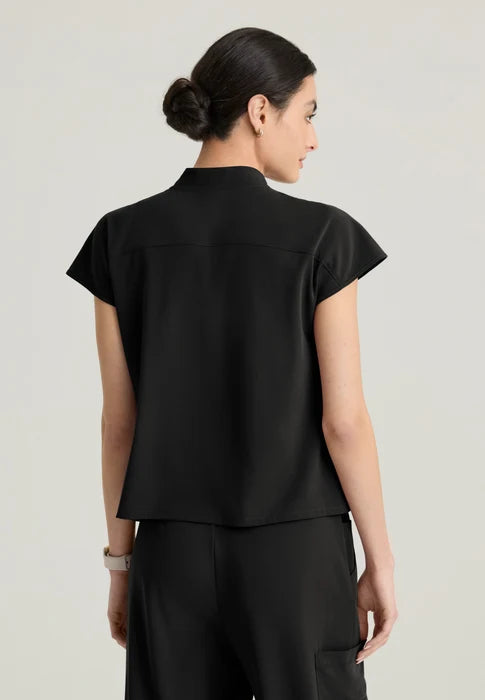 Aria Women's 6-Pocket Sportneck Zip-Front Top