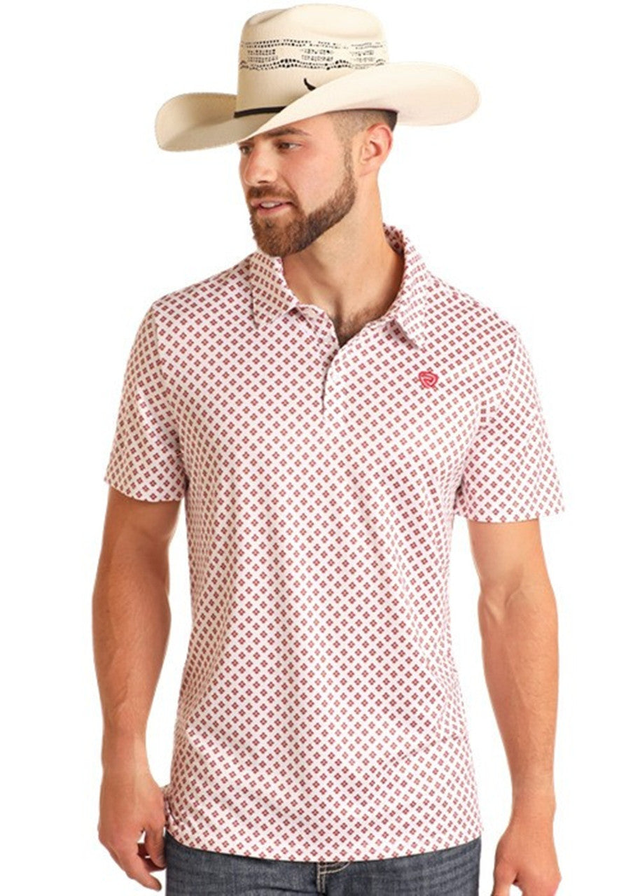 ROCK&ROLL GEO PRINTED POLO - WHITE