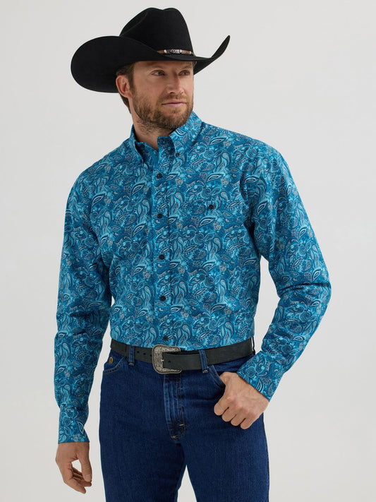 Wrangler George Strait Teal Paisley Shirt