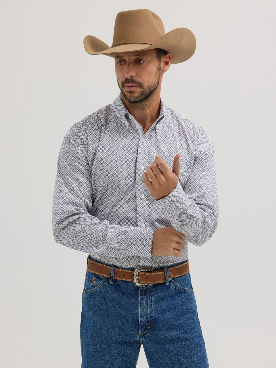 Wrangler George Strait White Print Shirt