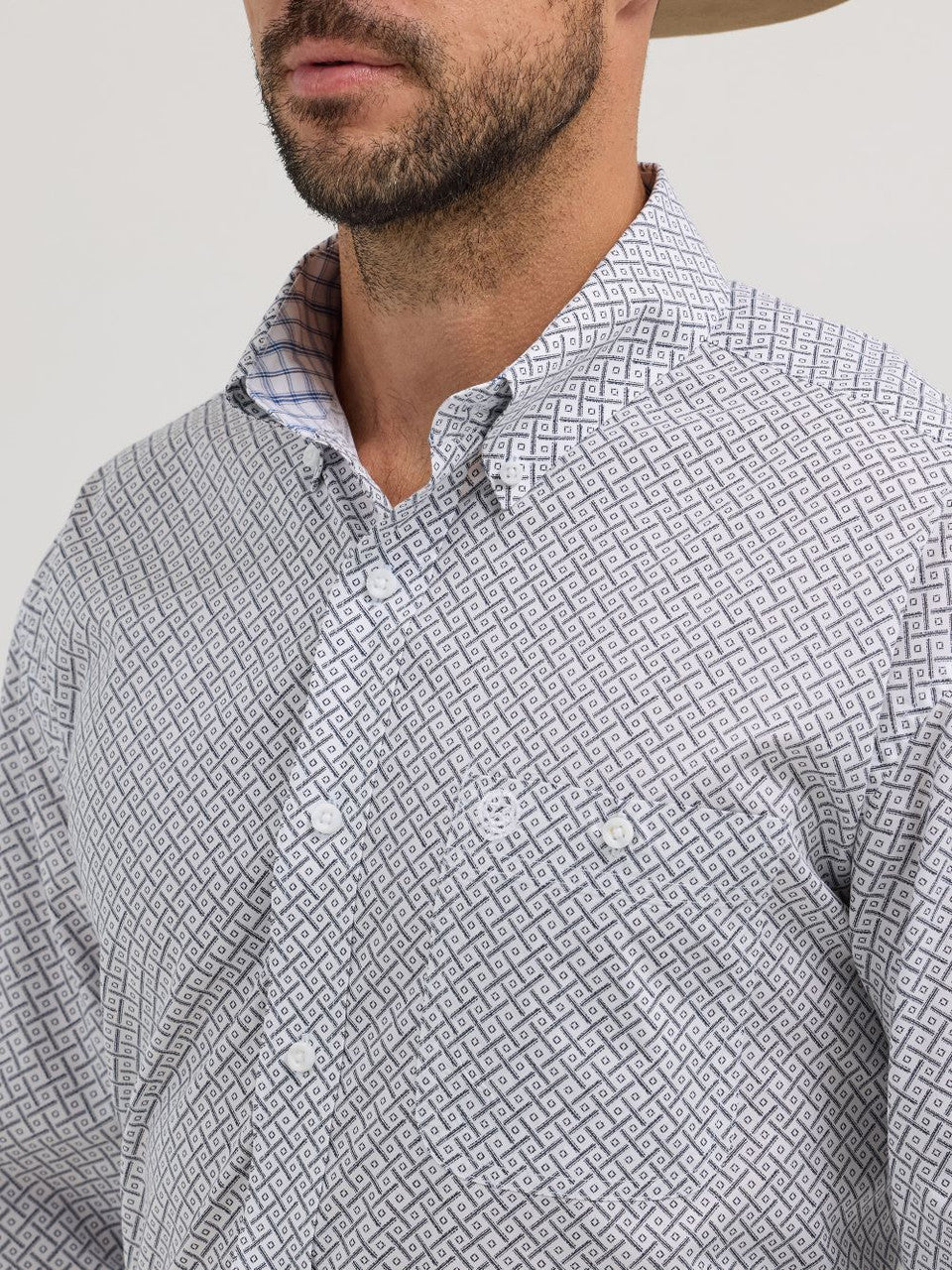 Wrangler George Strait White Print Shirt