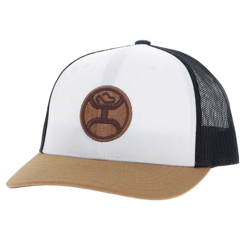 "Primo" Hat White/Black w/Brown Circle Patch