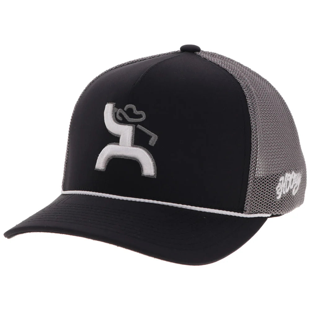"Classic" Hat Black/Grey w/White & Grey Hooey Golf Logo