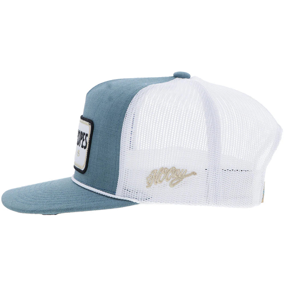 "CR117" Cactus Ropes Hat Teal/White w/ Rectangle Patch