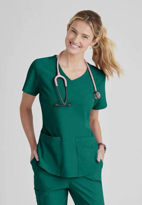 Breeze 3-Pocket Curved V-Neck Scrub Top-Plus