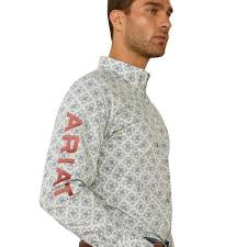 ARIAT TEAM PRESLEY FTD BLUE/ORANGE LS SHRT