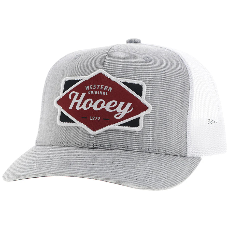 HOOEY "DIAMOND" HOOEY HAT GREY/WHITE W/BLACK & MAROON PATCH