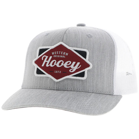 HOOEY "DIAMOND" HOOEY HAT GREY/WHITE W/BLACK & MAROON PATCH