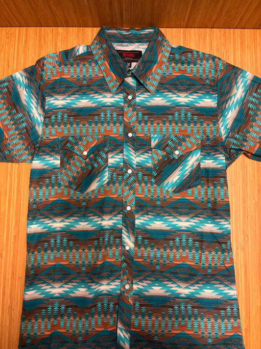 Rock&Roll Aztec Print SS Snap Button Down