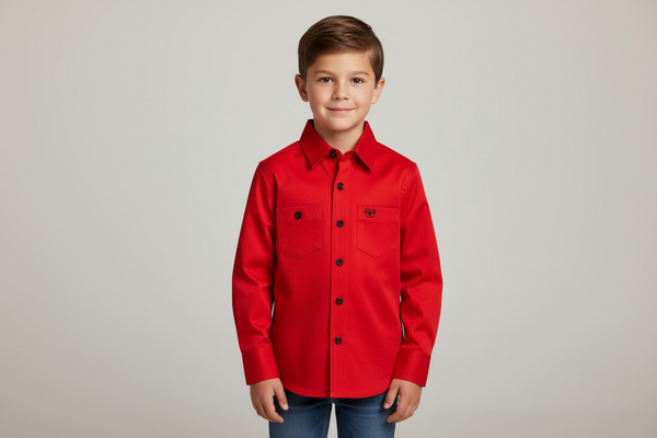 Babie's Single Pocket Logo Madern Fit Stretch Dress Shirt