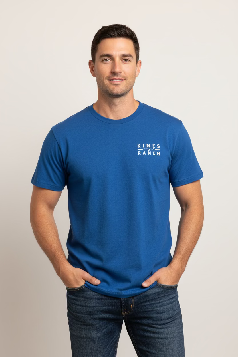 Kimes Ranch Back Branded Cool Blue T-Shirt
