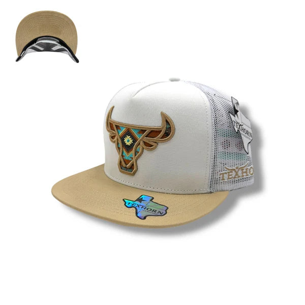 TexHorn Hat - Southwest Bull White/Tan