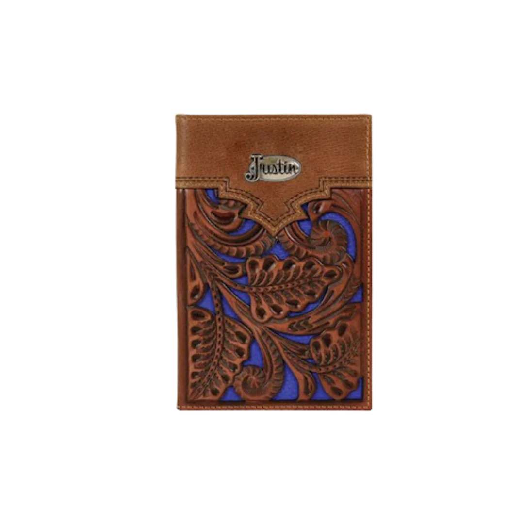 Justin Floral Low Profile Rodeo Wallet Electric Blue/Brown