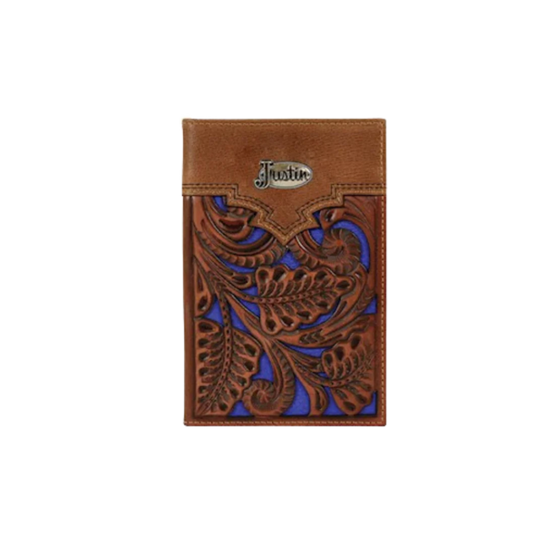 Justin Floral Low Profile Rodeo Wallet Electric Blue/Brown