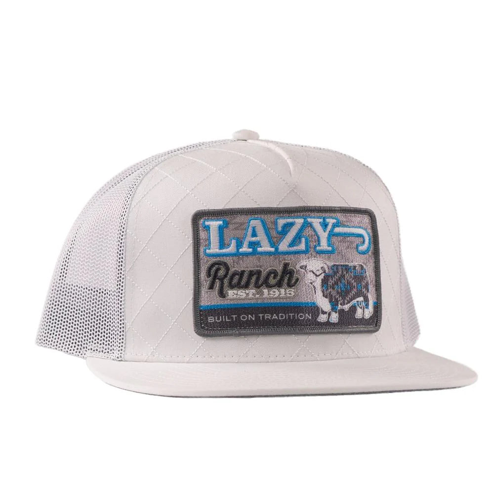 Lazy J Ranch Ice Blue & White Quilted Aztec Jughead Classic Five Panel Trucker Hat