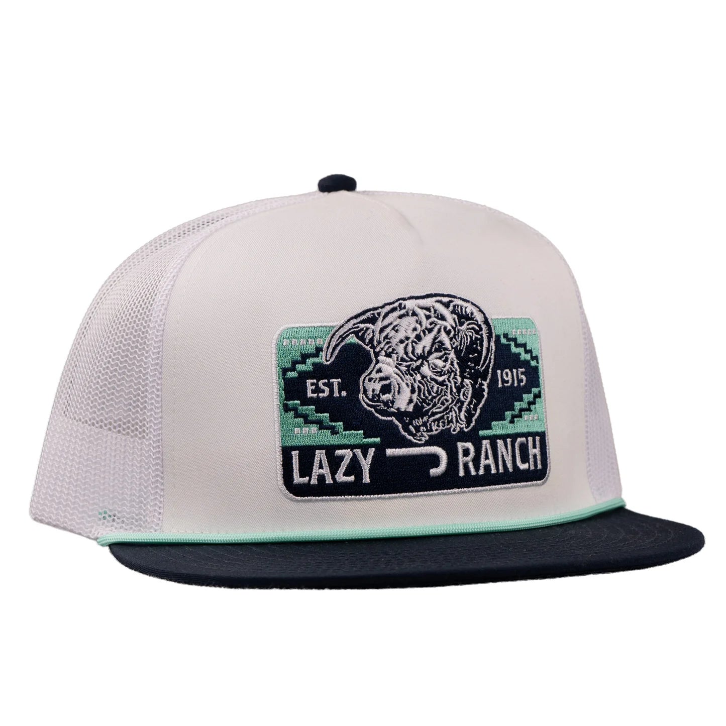 Lazy J Ranch White & Navy Presidio Classic Rope Trucker Hat