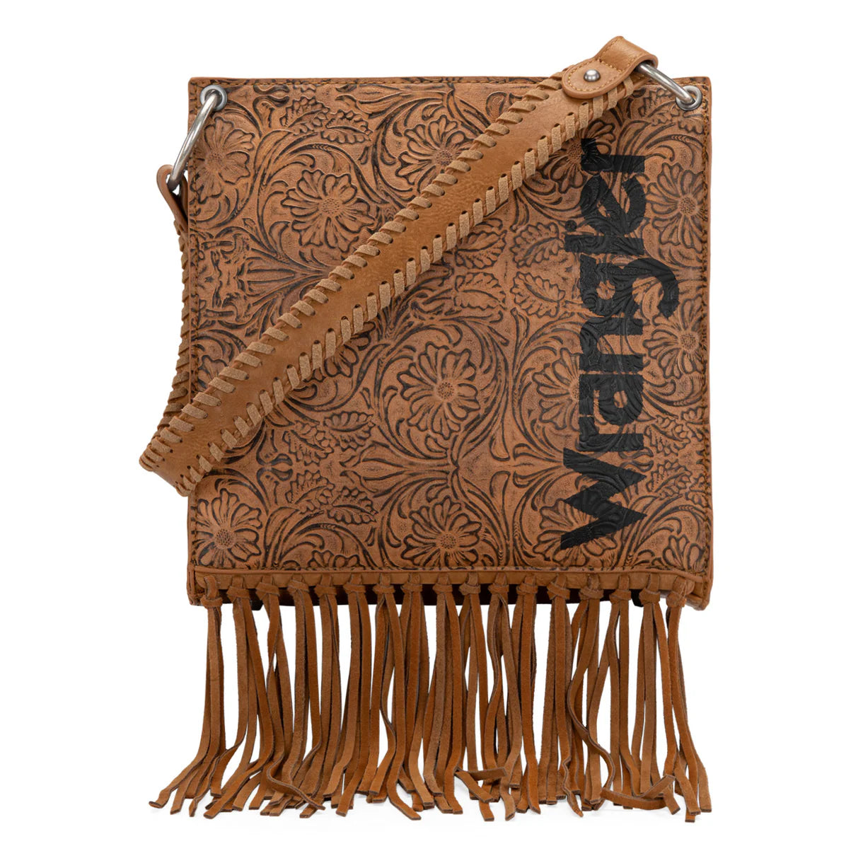 Wrangler Floral Embossed Fringe Concealed Carry Hobo/Crossbody