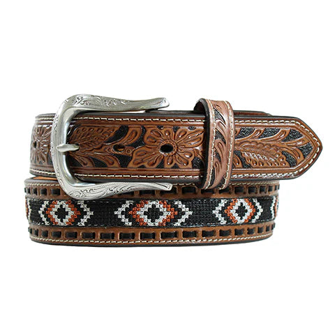 Nocona Men's Brown Tooled Leather Belt