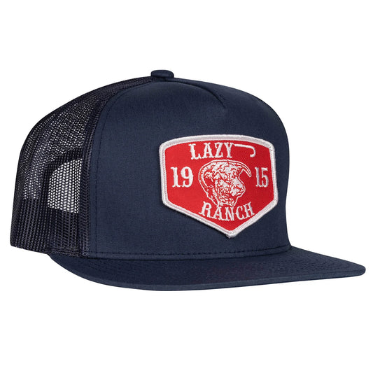 Lazy J Ranch Navy Red Ranch Classic Five Panel Trucker Flat Hat