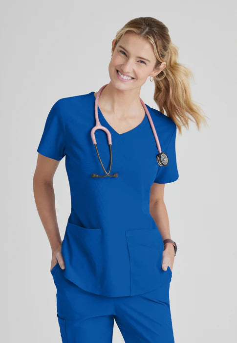 Breeze 3-Pocket Curved V-Neck Scrub Top-Plus