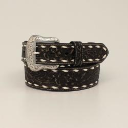 Nocona Mens Belt Floral Embossed Distressed