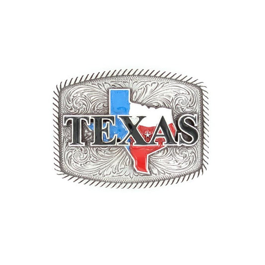 Nocona Silver Rectangle Texas Belt Buckle