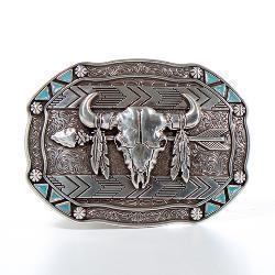 NOCONA RECTANGLE ARROW SKULL FEATHER BUCKLE