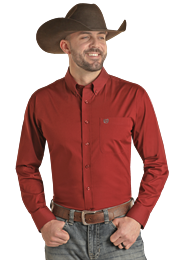 Panhandle Mens Long Sleeve Solid Stretch