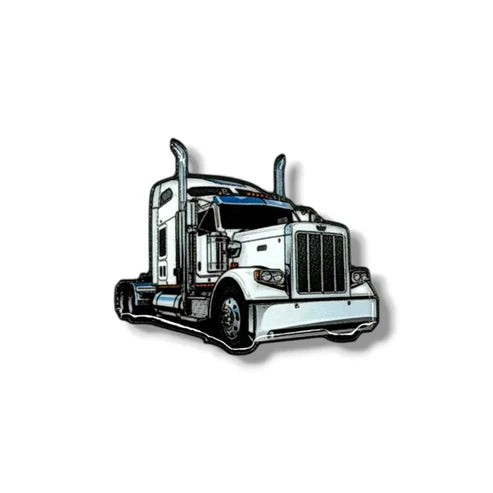 Semi Truck Hat Pin - White