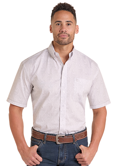 Panhandle Tonal Wallpaper Printed SS Button Down Shirt
