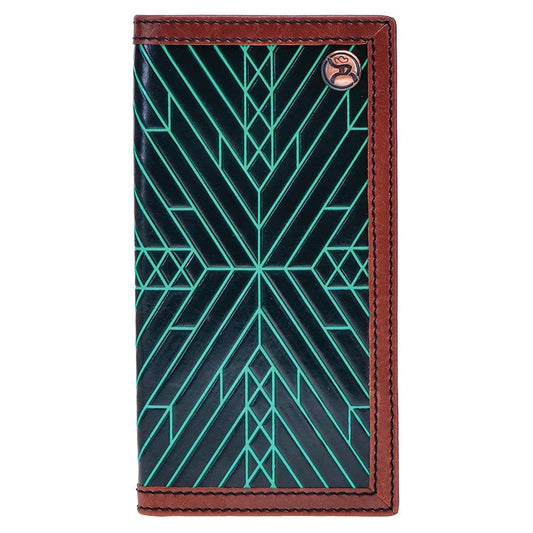 Hooey "NEON MOON" RODEO ROUGHY WALLET BLACK/BROWN TURQUOISE AZTEC