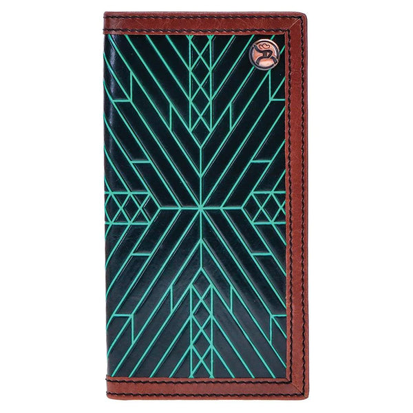 Hooey "NEON MOON" RODEO ROUGHY WALLET BLACK/BROWN TURQUOISE AZTEC