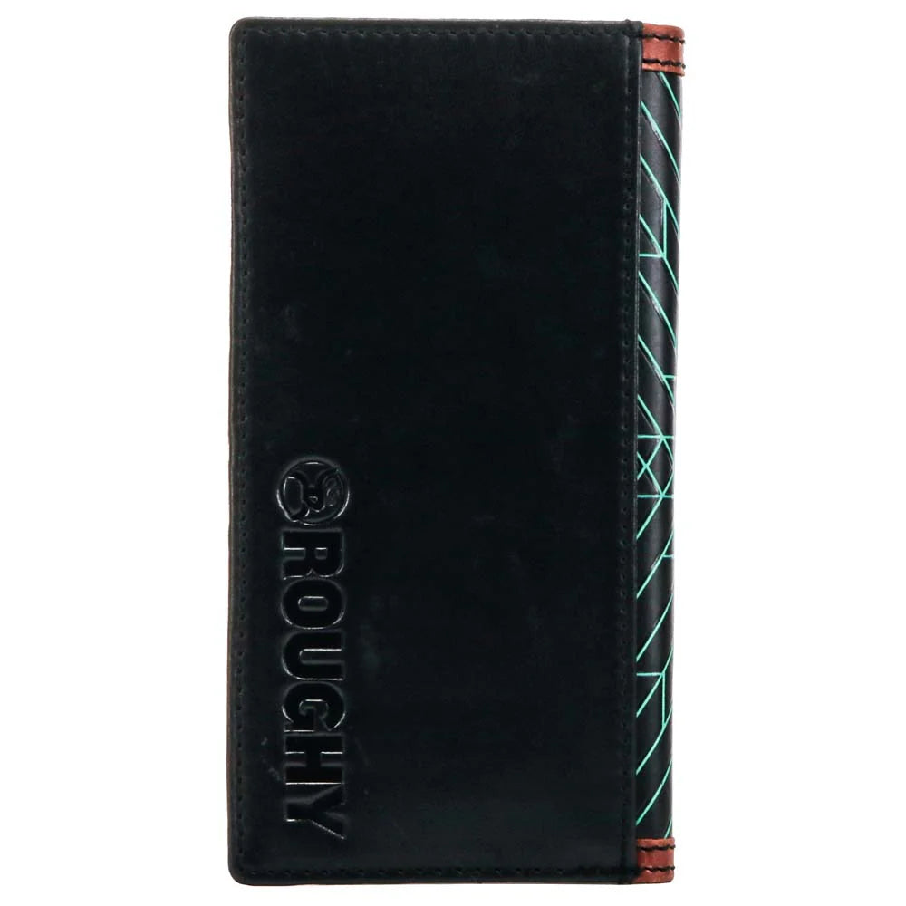 Hooey "NEON MOON" RODEO ROUGHY WALLET BLACK/BROWN TURQUOISE AZTEC