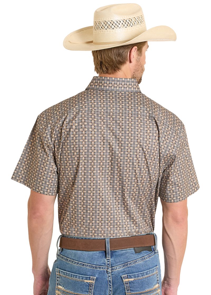 Rock & Roll Men's Geo Printed Short Sleeve Shirt