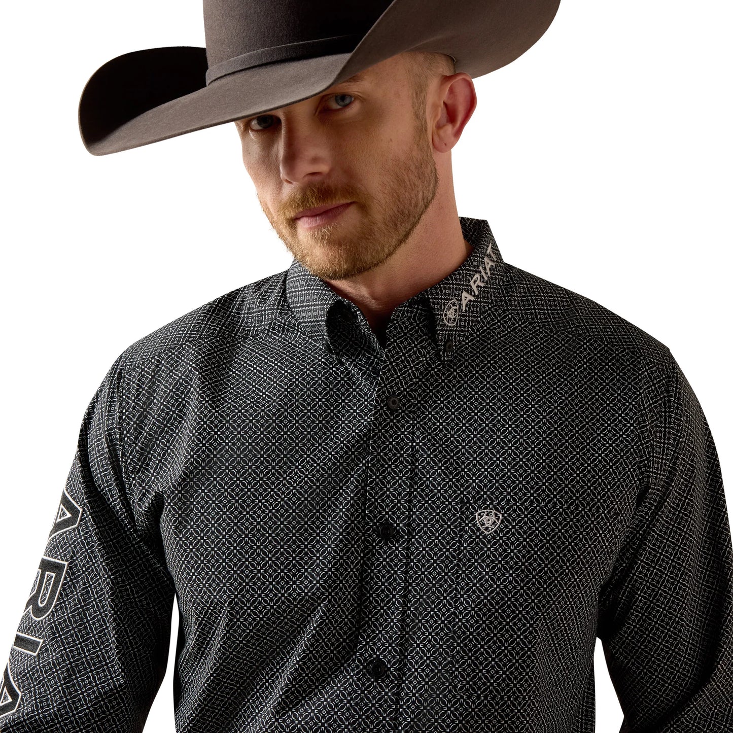 Ariat Men's Team Dariel Black Medallion Print Fitted Shirt