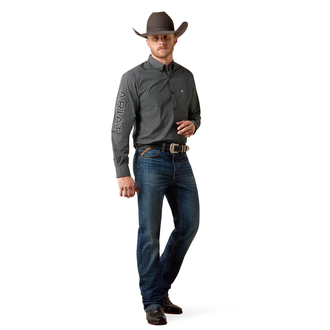 Ariat Men's Team Dariel Black Medallion Print Fitted Shirt