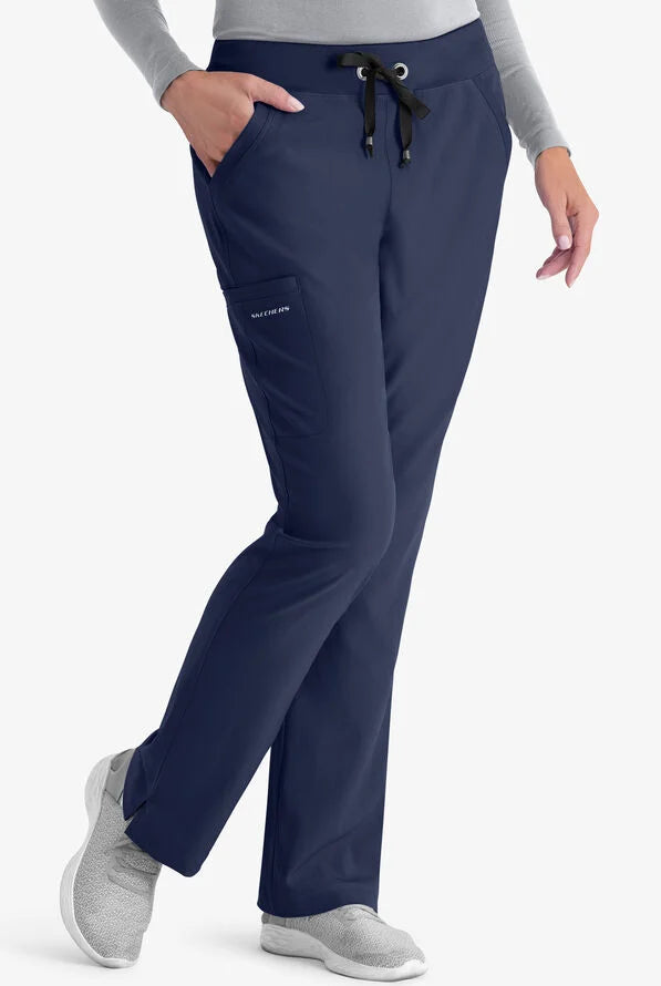 Pantalones cargo de uniforme médico con cinturilla elástica de punto y 3 bolsillos.