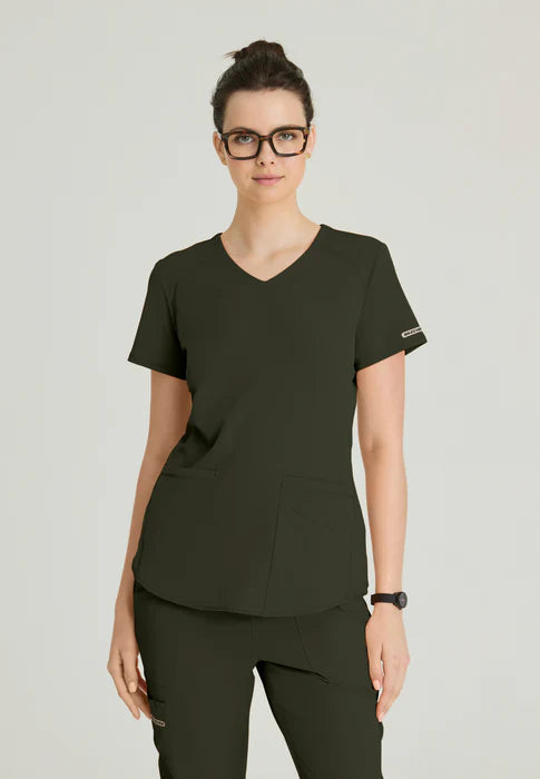 Breeze 3-Pocket Curved V-Neck Scrub Top - Seasonal Colors