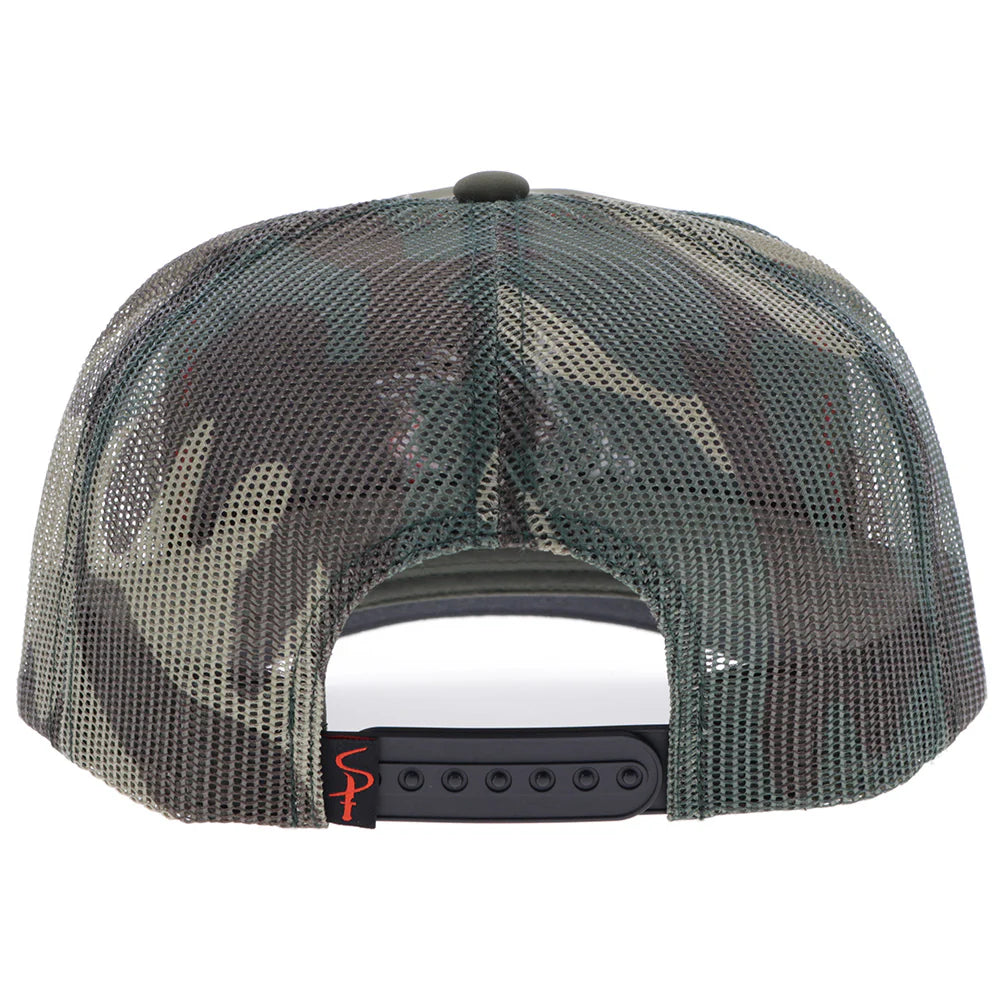 "Sniper Pig" Hat Olive & Camo w/Black & Red Stitching