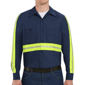 Red Kap SP14 Enhanced Visibility Industrial Work Shirt Long Sleeve
