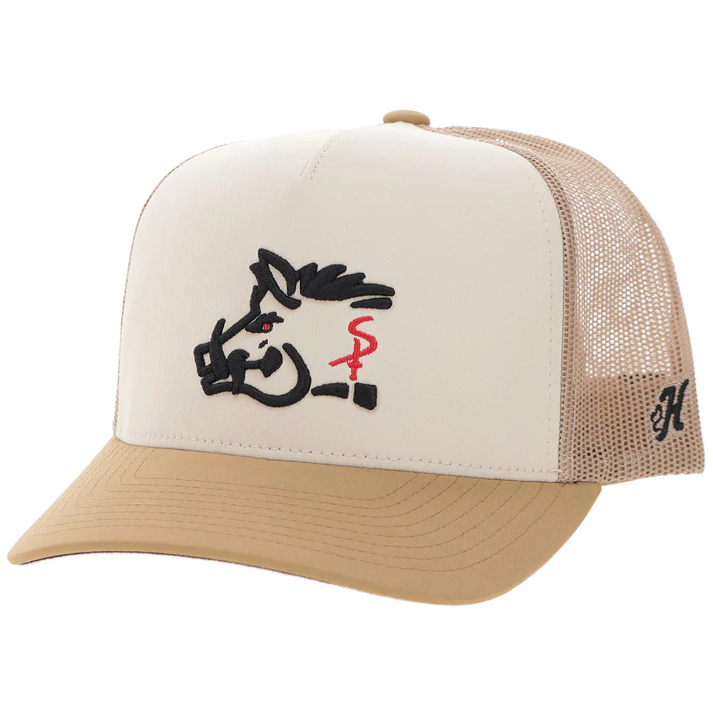 "Sniper Pig" Hat Tan w/Black & Red Logo