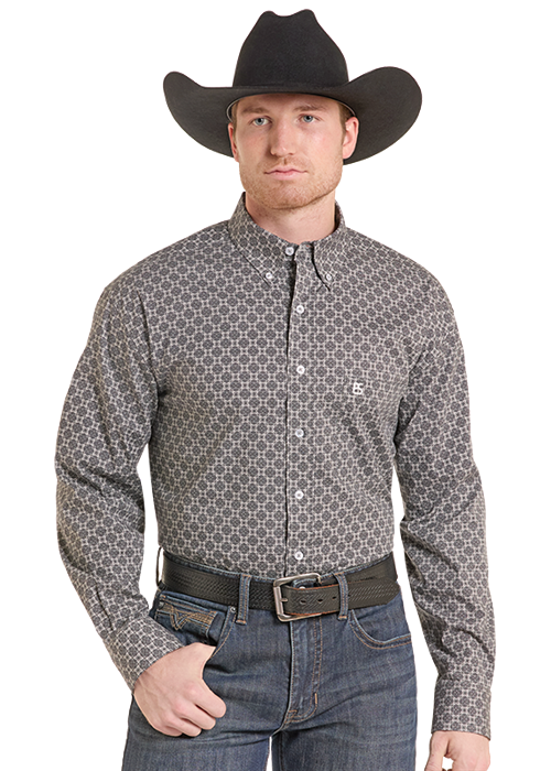 Panhandle Medallion Print LS Button Down Shirt