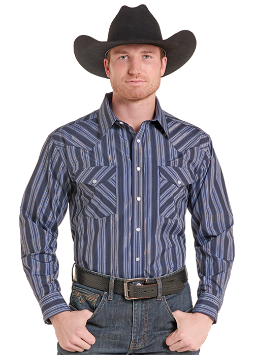 Panhandle Ombre Stripe With Lurex LS Snap Shirt