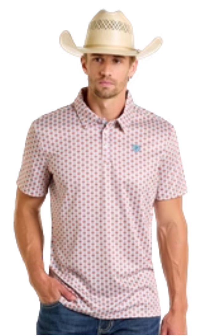 POLO CON ESTAMPADO GEOMÉTRICO DE ROCK &amp; ROLL - NATURAL