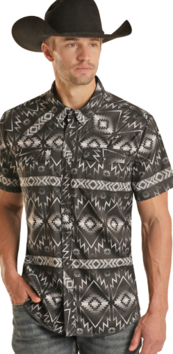 Rock&Roll Aztec Ripstop SS Snap - Black