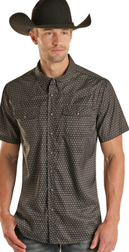 Rock&Roll Geo Ripstop SS Snap - Black