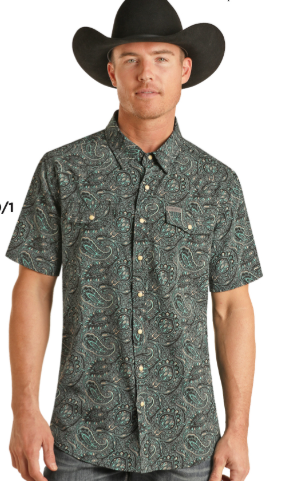 Panhandle Paisley SS Snap - Teal
