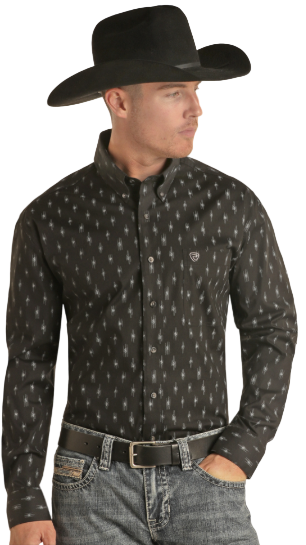 Rock&Roll Abstract Allover Button Down Shirt