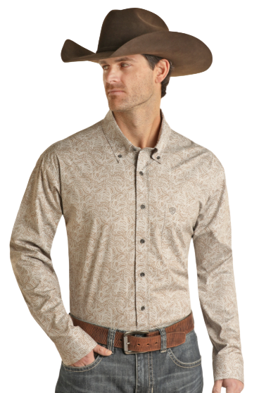 Rock&Roll Pinstripe Paisley Button Down Shirt