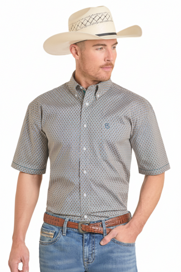 Panhandle Slim Men's Digital Geo Printed Short Sleeve Shirt